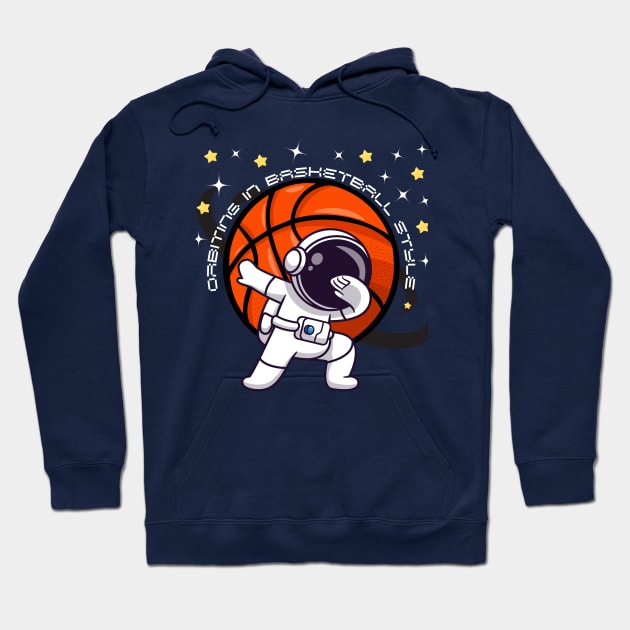 Funny Basketball Dabbing Astronaut Art Design Hoodie by mieeewoArt